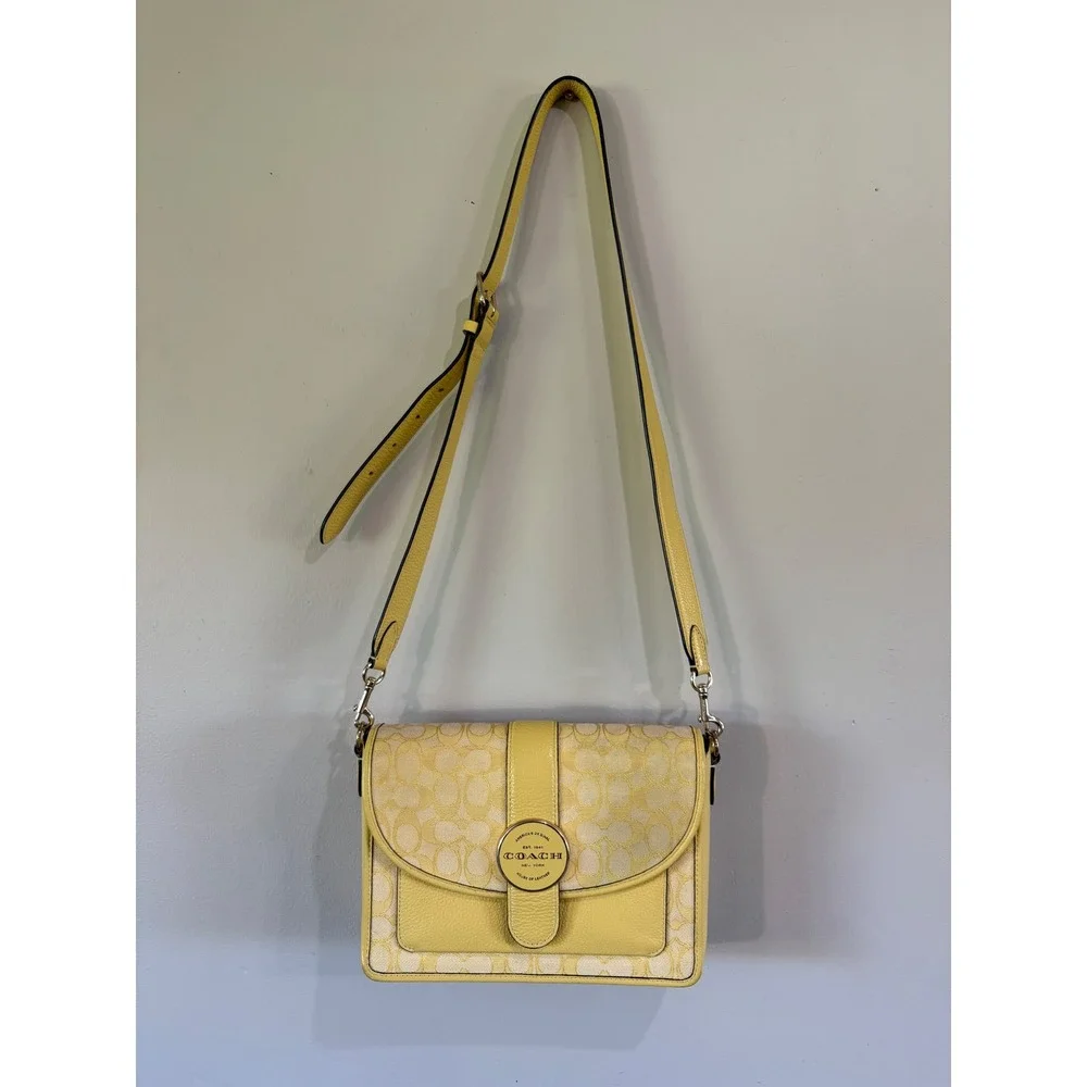 Coach Lonnie Crossbody Bag‎ In Signature Jacquard Gold/Retro Yellow C8307